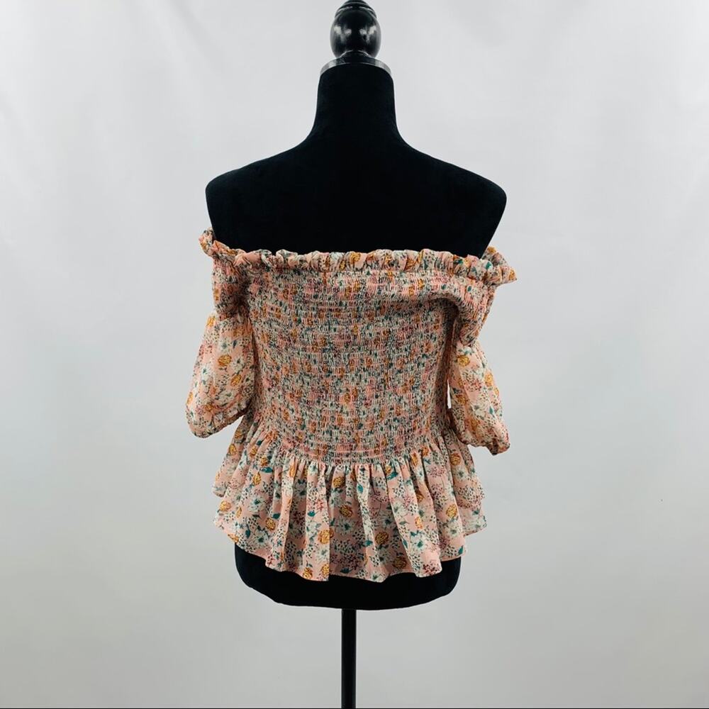 Socialite Ruched Peplum Waist Floral Off Shoulder - Picture 10 of 12